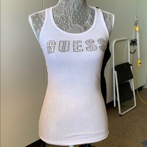 guess studded white tank top size small